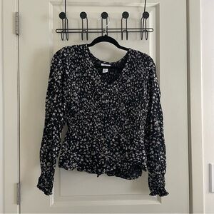 Japan floral long sleeve peplum top